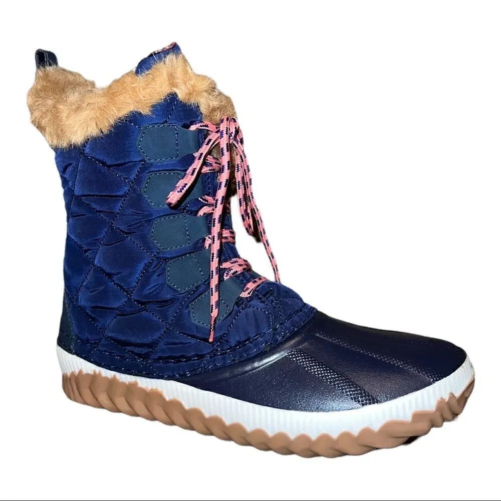Journee Collection Womens Powder Winter Boots Duck Navy 10M New - Picture 2 of 7